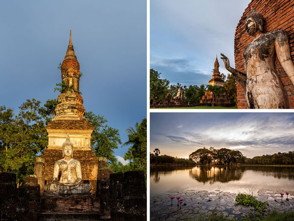 15-08_Sukhothai-Wat-Tra-Phang-Ngoen-sunrise-buddha-collage